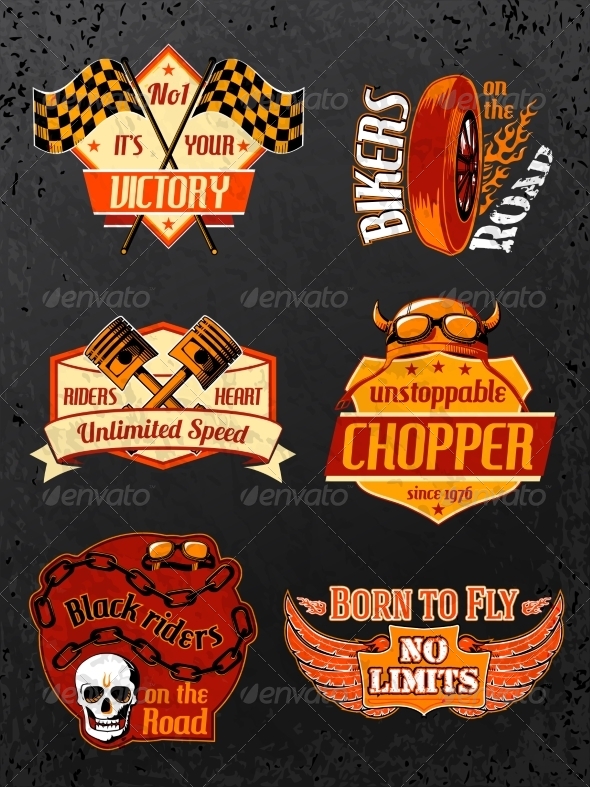 Motorcycle Bike Badges Set