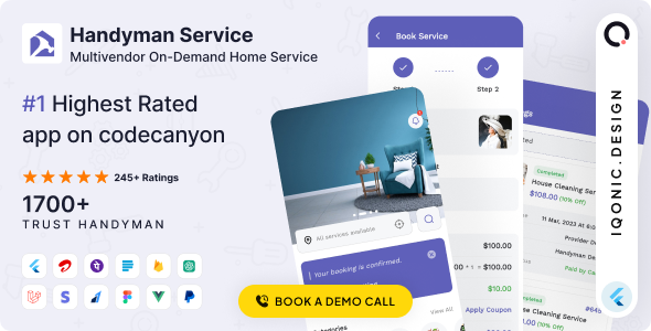 Handyman - Home Services Booking App, Website & Admin Panel