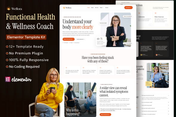 Wellora - Functional Health & Wellness Elementor Template Kit