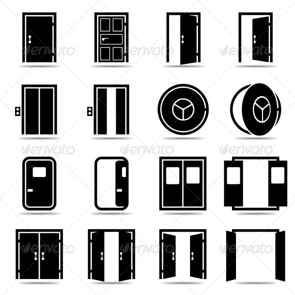 Open and Closed Doors Icons