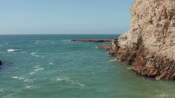 Aerial view of ocean at Shark Fin Cove on High way 1 in Northern California