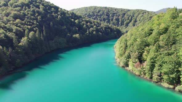 Aerial View of the Plitvice Lakes in the National Park of Croatia Clean Nature