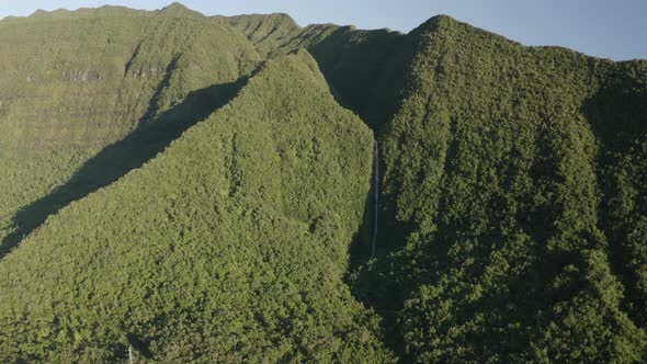 Aerial view of a mountain landscape near Saint Benoit, Reunion.