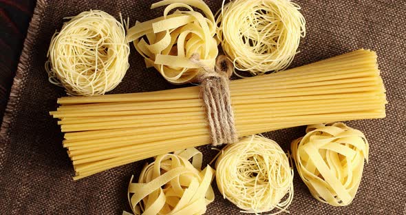 Top View of Uncooked Spaghetti in Bunch