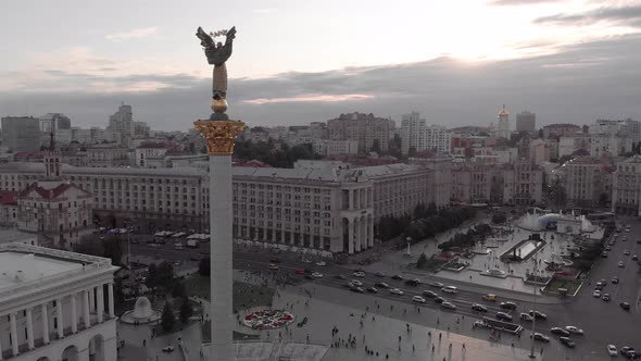 Independence Square in Kyiv, Ukraine. Maidan. Aerial View