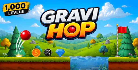 Gravi Hop | HTML5 Ball Jumping Platformer Game - 1000 Levels