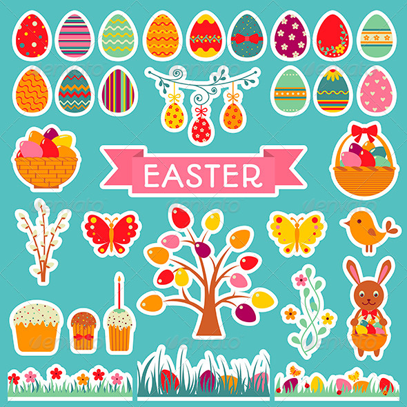 Set of Easter Stickers.