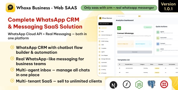 Whoxa Business – WhatsApp CRM SaaS with Chatbot, Chat Messaging & Multi-Tenant System