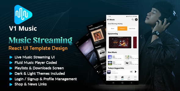 Music Player Online Audio Streaming Offline Download Podcast Audiobook Subscription App UI UX Theme