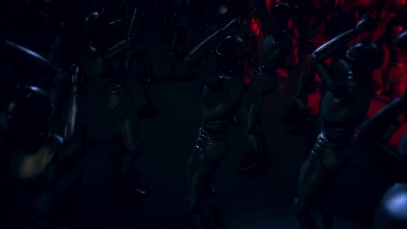 Digital Cyber Humanoid Robots With Artificial Intelligence Comes Together And Dances In Techno Party