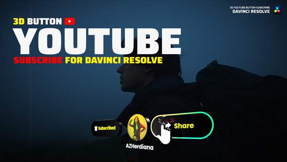 3D Youtube Button Subscribe for Davinci Resolve