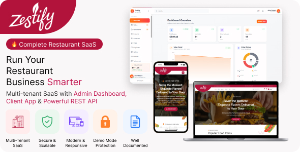 Zestify - Restaurant SaaS - Next.js Script