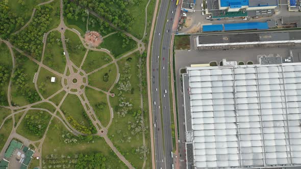 View From the Height of the Industrial Plant and Loshitsky Park in a Residential Area of Minsk