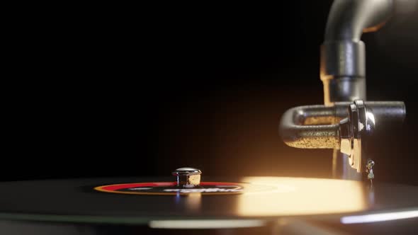 Spinning Vinyl Record Player on Turntable 
