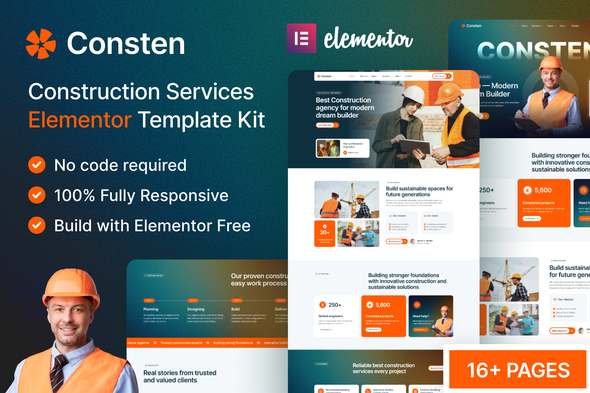 Consten — Construction Services Elementor Template Kit