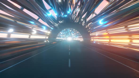 Flying in a Futuristic Fiber Optic Tunnel with a Road