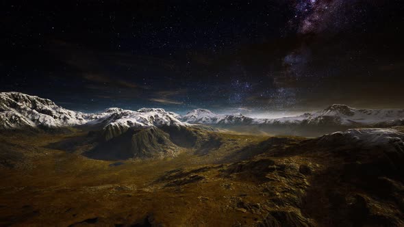 Himalaya Mountain with Star in Night Time