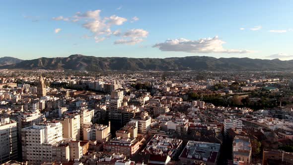 Aerial view of Murcia City and Segura River in Spain