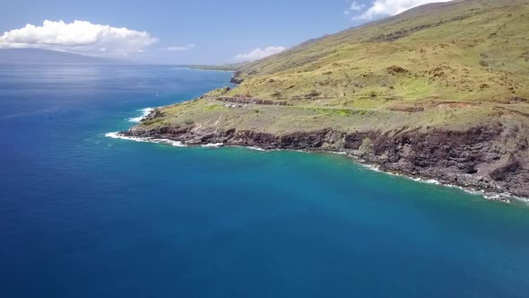 Tropical Island Coast drone with cars