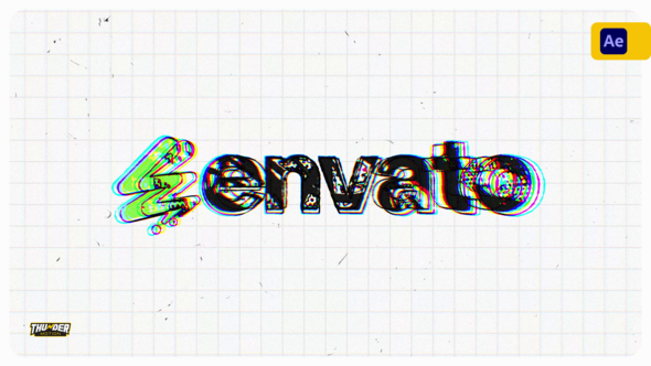 Dynamic Glitch Sketch Logo Reveal