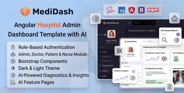 MediDash - AI-Powered Angular 22+ Hospital Admin Dashboar Template