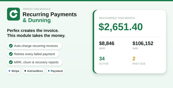 Recurring Payments and Dunning for Perfex CRM