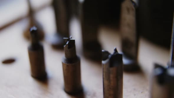 Close-up of various watch repairing tools