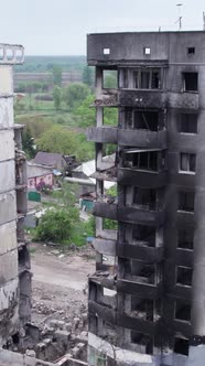 Vertical Video of War in Ukraine  Destroyed House