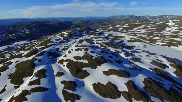 Cold Norwegian landscape from air