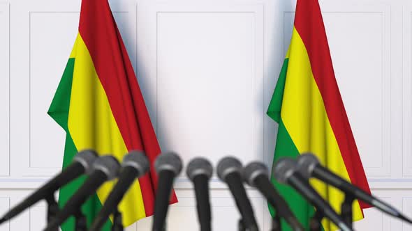 Bolivian Official Press Conference with Flags alt