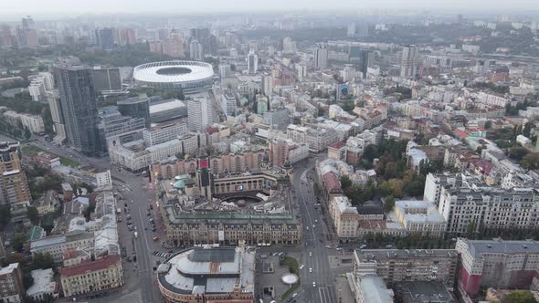 Cityscape of Kyiv, Ukraine. Aerial View, Slow Motion