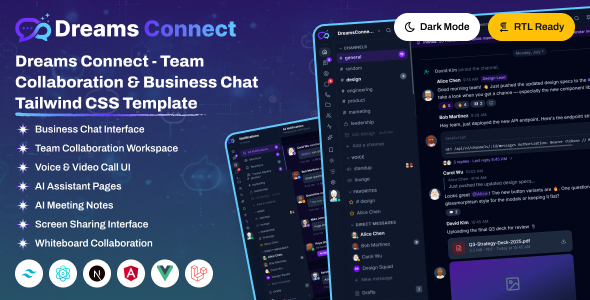 Dreams Connect - Team Collaboration & Business Chat Tailwind CSS Template