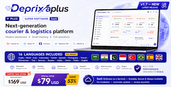 Deprixa Plus - Courier & Delivery Management System | Logistics SaaS (Laravel 12 + React)