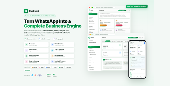 ChatMart – Transform WhatsApp Into Your Complete Business Suite AI Orders, Bookings, AI Upsell