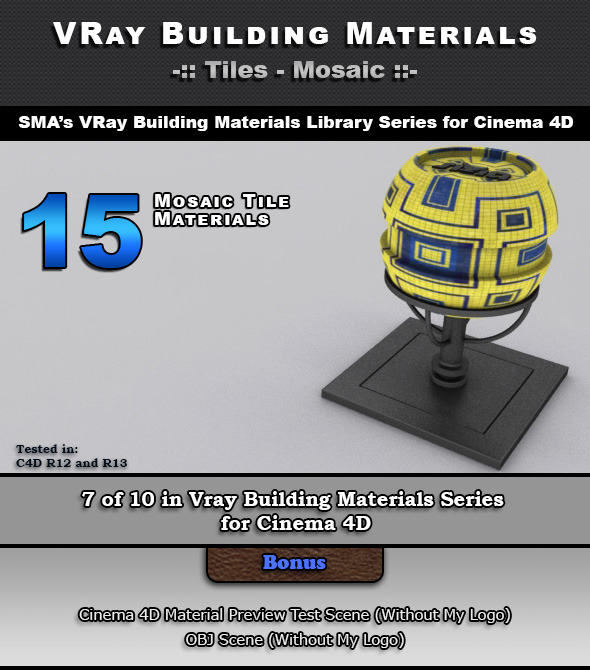 15 VRay Mosaic Tile Materials for Cinema 4D