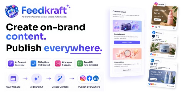 Feedkraft | AI Brand-Powered Social Media Automation SAAS | Next.js and Node.js Script
