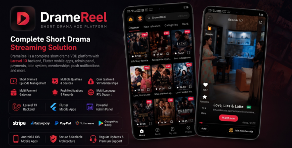 DrameReel | Short Drama Streaming Platform With Flutter App