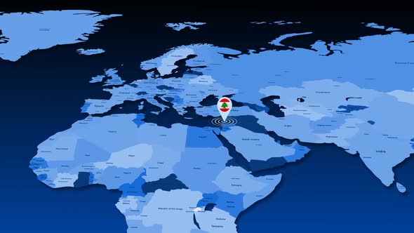 Lebanon Location Tracking Animation On Earth Map