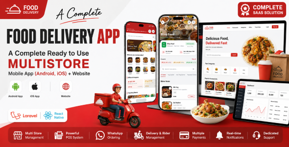 Food Delivery App - A Complete Ready to Use MultiStore Mobile App(Android, ios) + Website