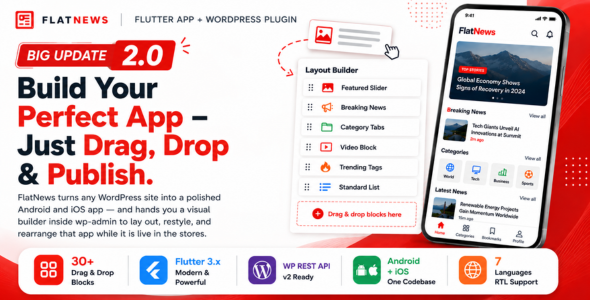 FlatNews | Flutter Mobile App for WordPress News and Blog