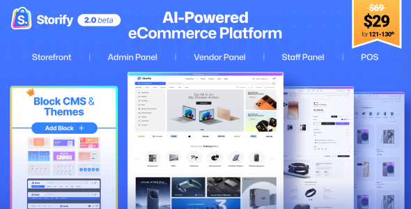 Storify – eCommerce CMS, POS, Multivendor eCommerce Marketplace, Digital Products & AI Sales Agent