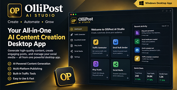 OlliPost AI Studio | Windows Desktop Software for AI Content and Messaging Automation