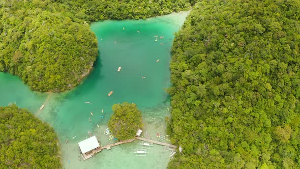 Aerial View of Sugba Lagoon SiargaoPhilippines