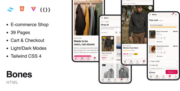 Bones | Mobile-First eCommerce HTML Template