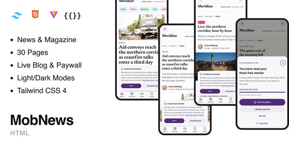 MobNews | Mobile-First News HTML Template