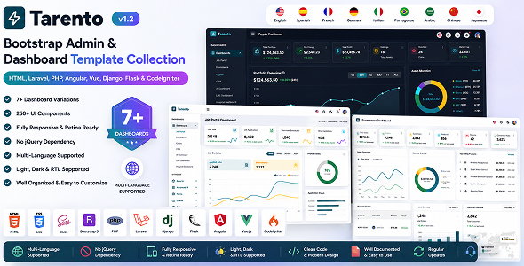 Tarento - Bootstrap Admin Dashboard Template HTML, Laravel, Angular, Vue & PHP