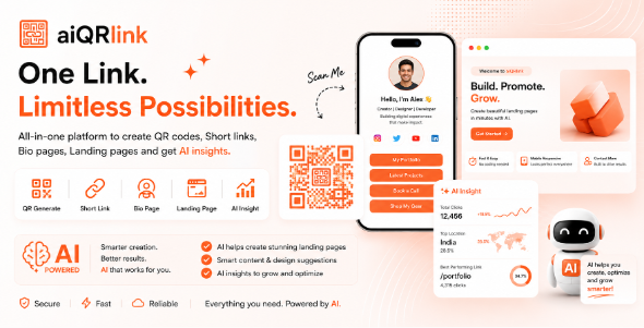 aiQRlink - QR Code, Landing Page & Bio page Builder SaaS