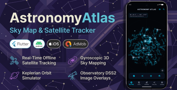 AstronomyAtlas | Sky Map and Satellite Tracker - Flutter App Template