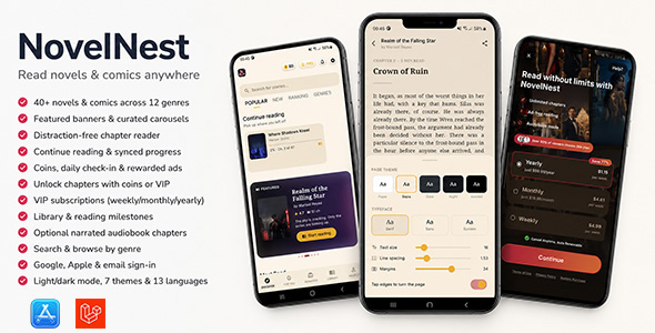 NovelNest | iOS App eBook and Audiobook Platform