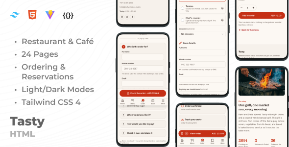 Tasty | Restaurant, Café & Food Ordering HTML Template